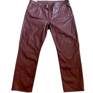 GAP Vintage Slim Mid Rise Coated Pants Burgundy Oxblood 33 16R